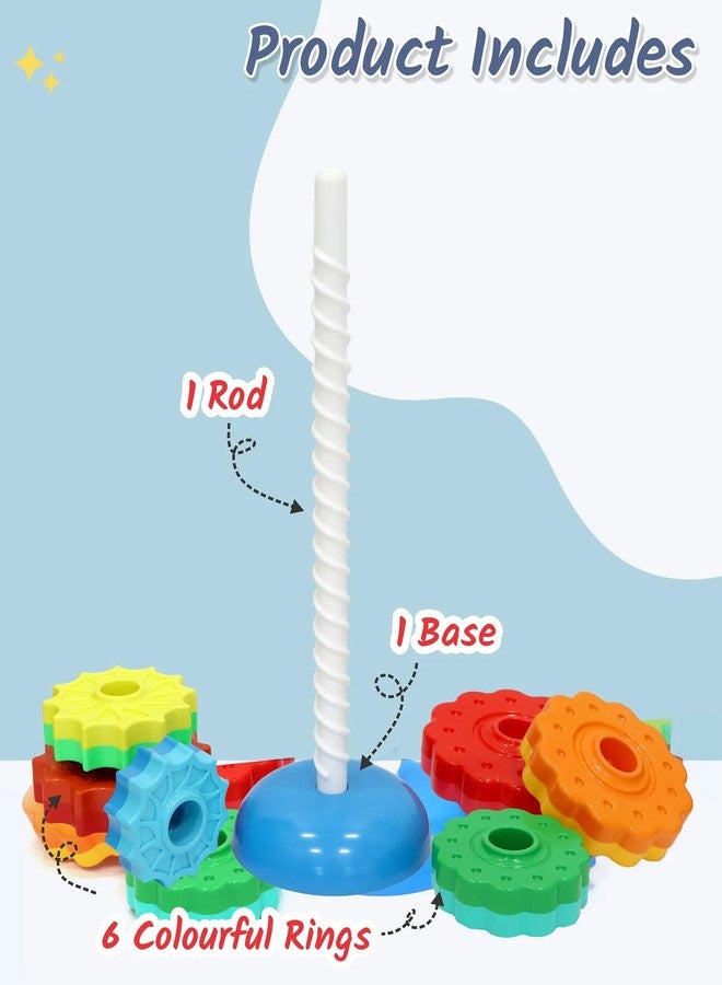 YUIOP - Spinning Tower for Kids - 1 Stand, 1 Base & 6 Colorful Rings - Unbreakable - Image 2